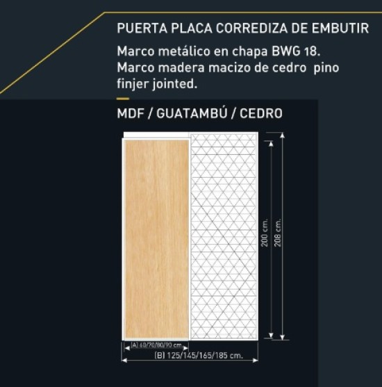 P. Corr. Embutir - m Ch18 - hoja CEDRO NACIONAL - m 10 - 80 x 200